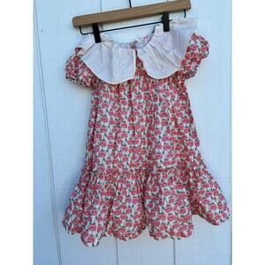 Milibam Korean Floral Dress, Large Collar, Size 120‎ (5T)